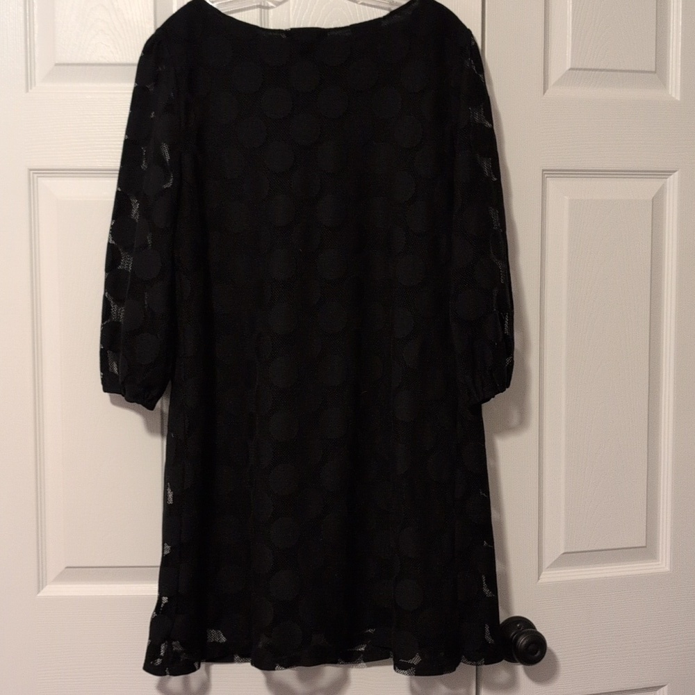 Style&Co Black Polka Dot Sheer Sleeve Dress - Picture 6 of 6